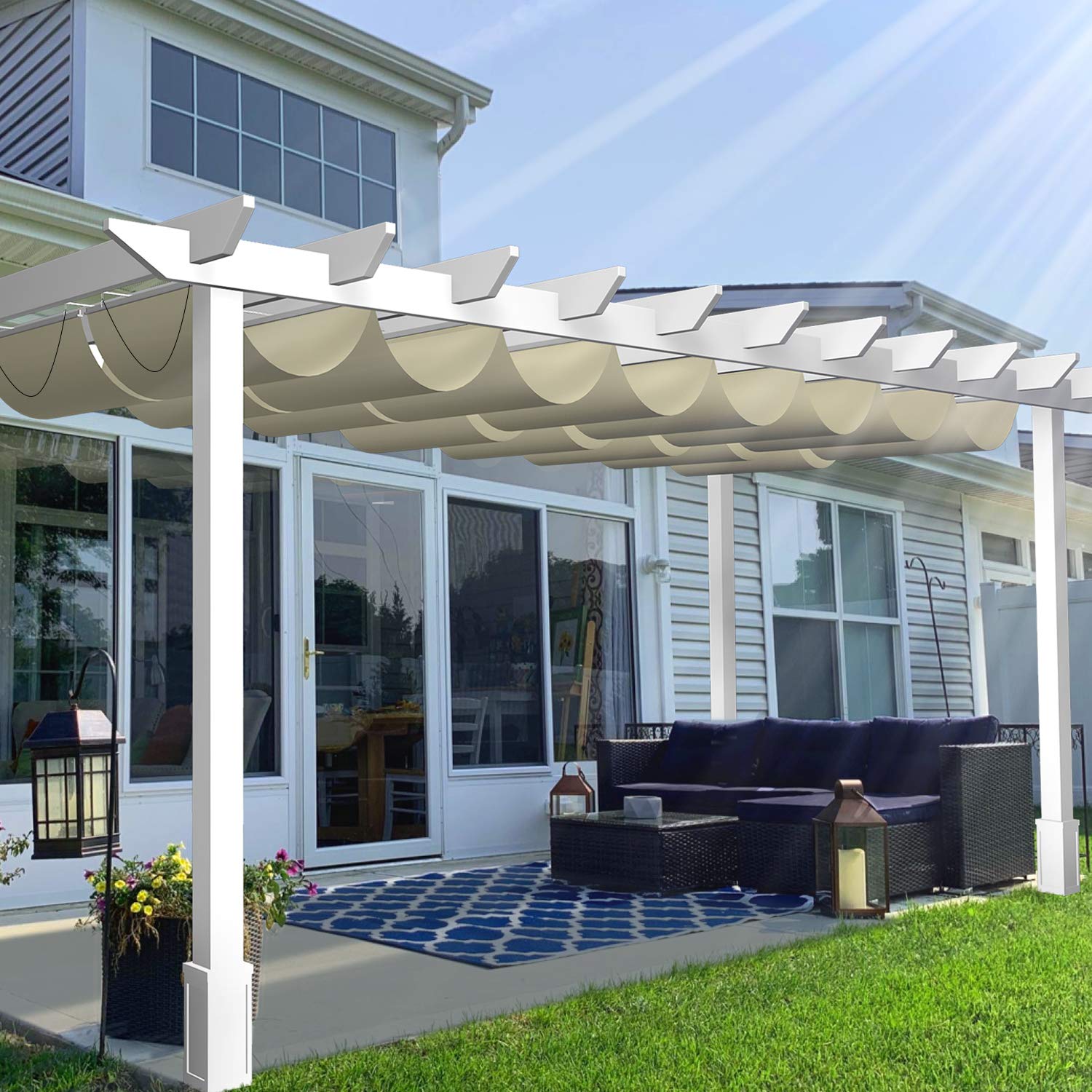 TANG Outdoor Retractable Pergola Replacement Shade Covers