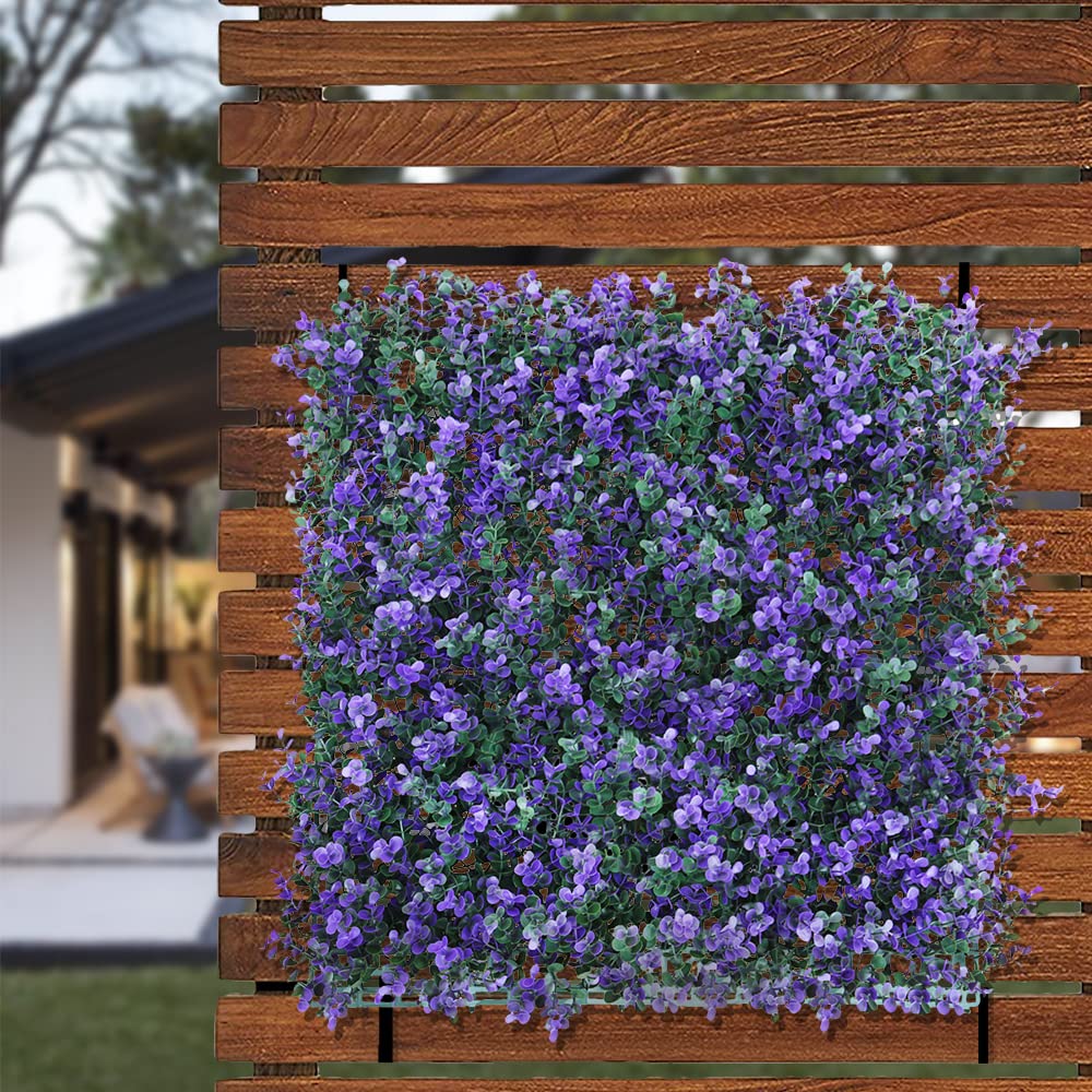 TANG Purple Lavender Fake Grass Wall Panels Backdrop 20"x20" Artificial Boxwood Panels