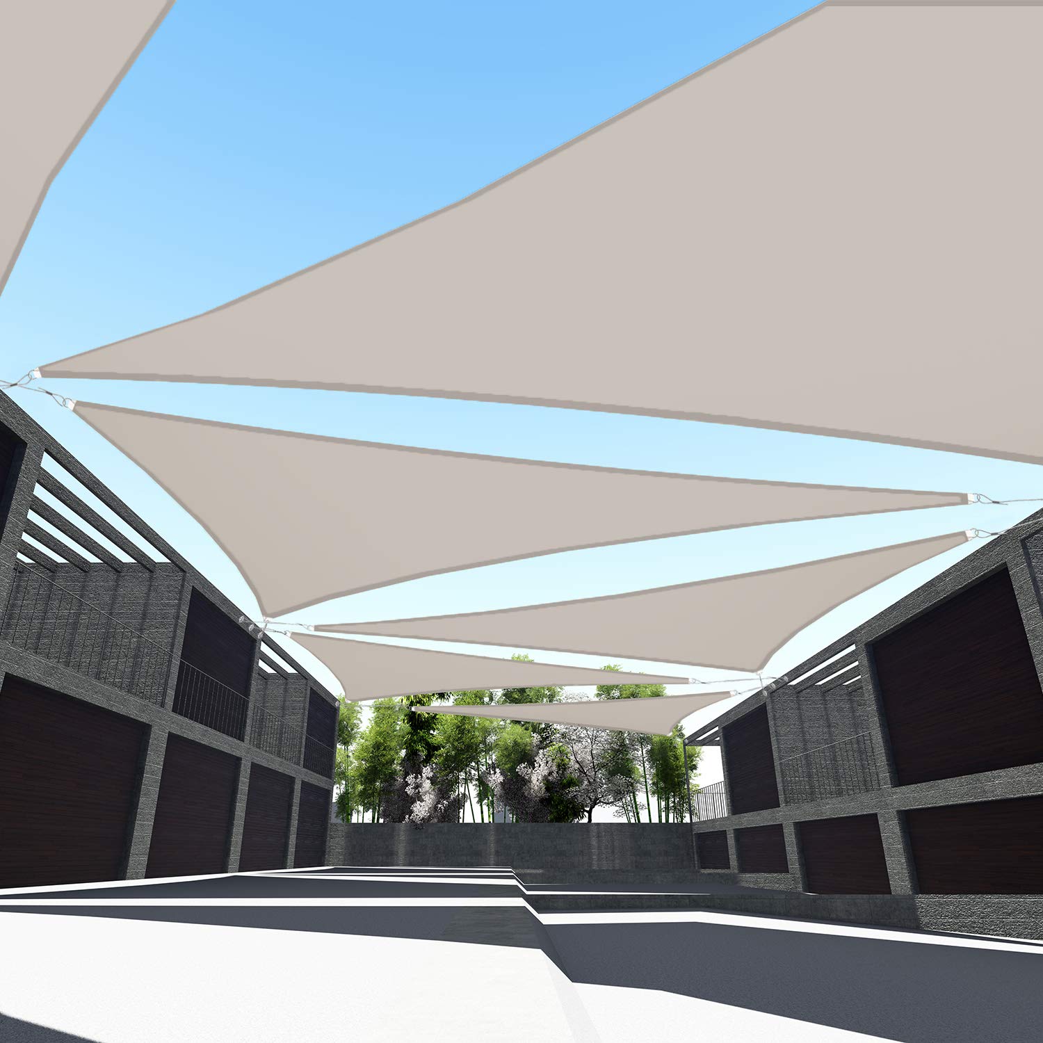 TANG Sunshades Depot Right Triangle Waterproof Knitted Shade Sail Curved Edge with Hardware Kit