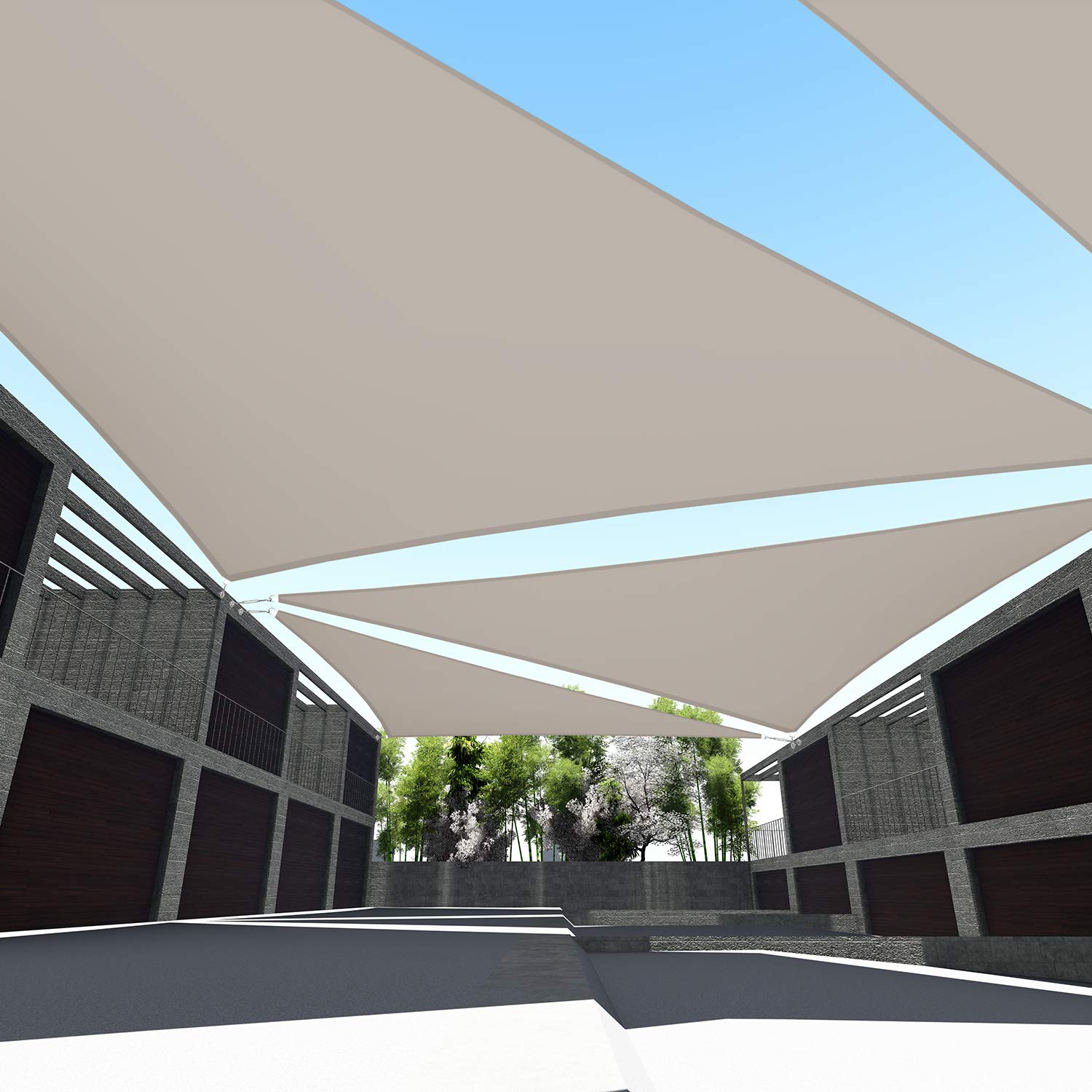 TANG Sunshades Depot Equilateral Triangle Waterproof with kit Knitted Shade Sail Curved Edge with Hardware Kit