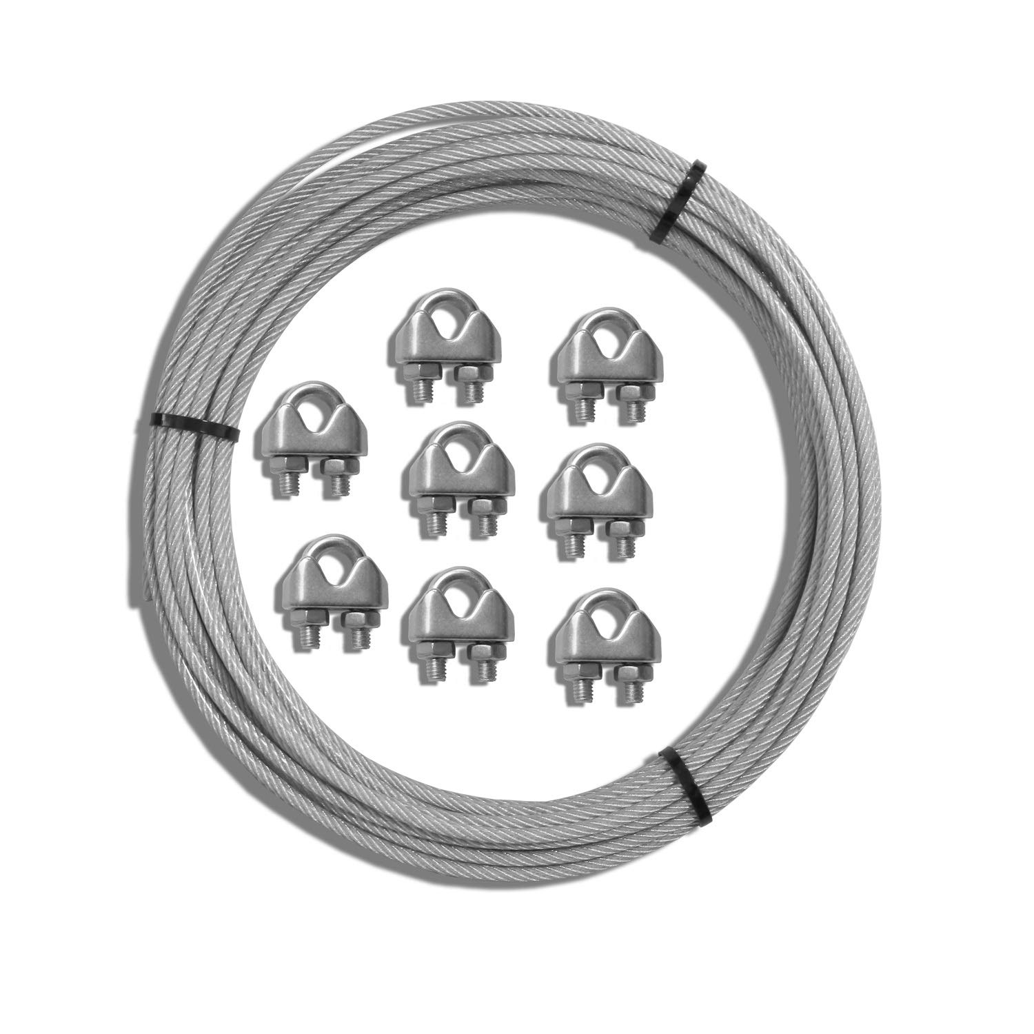 TANG Sunshades Depot Sun Shade Sail Hardware Steel Wire Rope Aircraft Cable for Cable Railing Kit,Deck Stair Railing Hardware DIY Balustrade and 8pcs Clamp