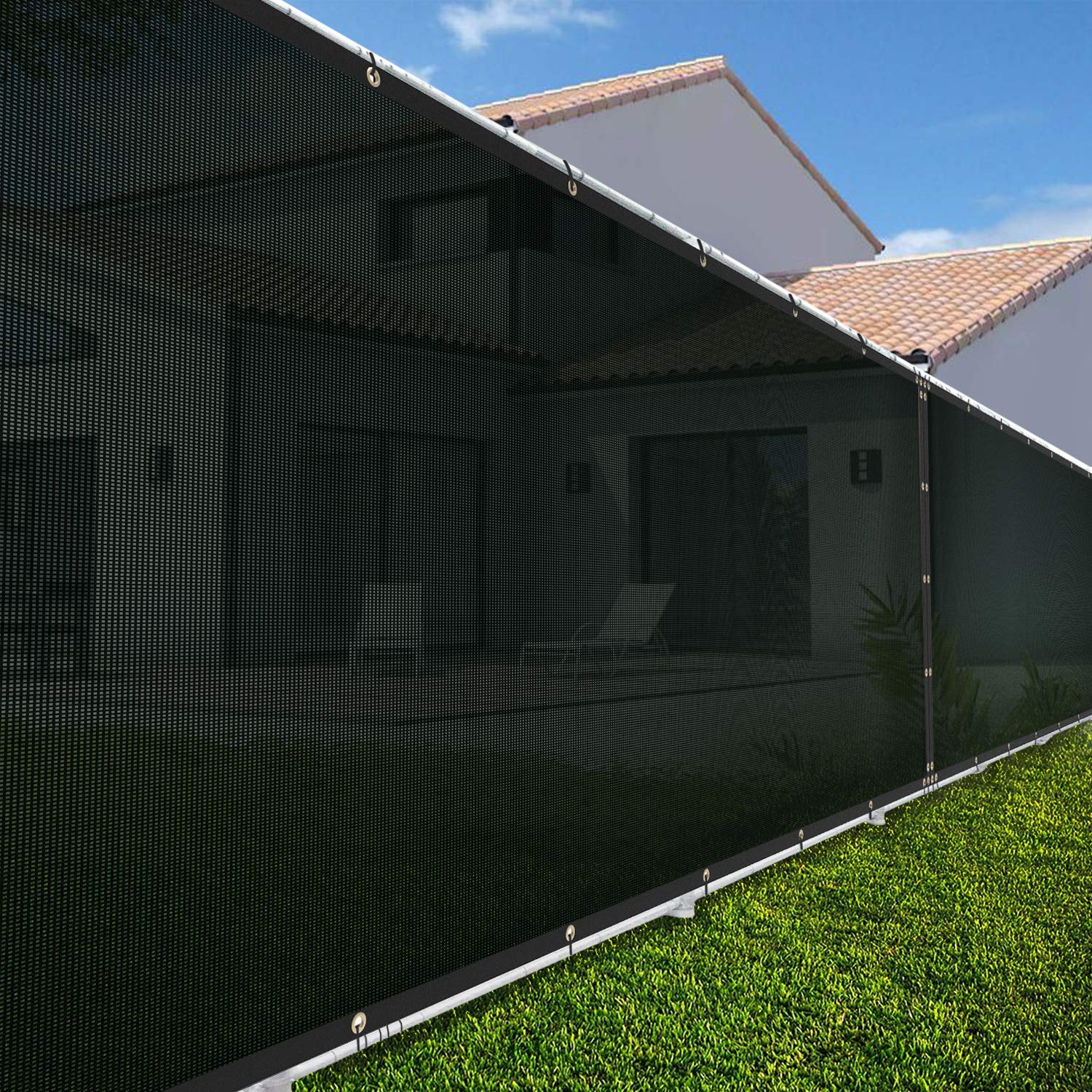 TANG 280 GSM 7-12 Ft Black Green Privacy Fence Screen