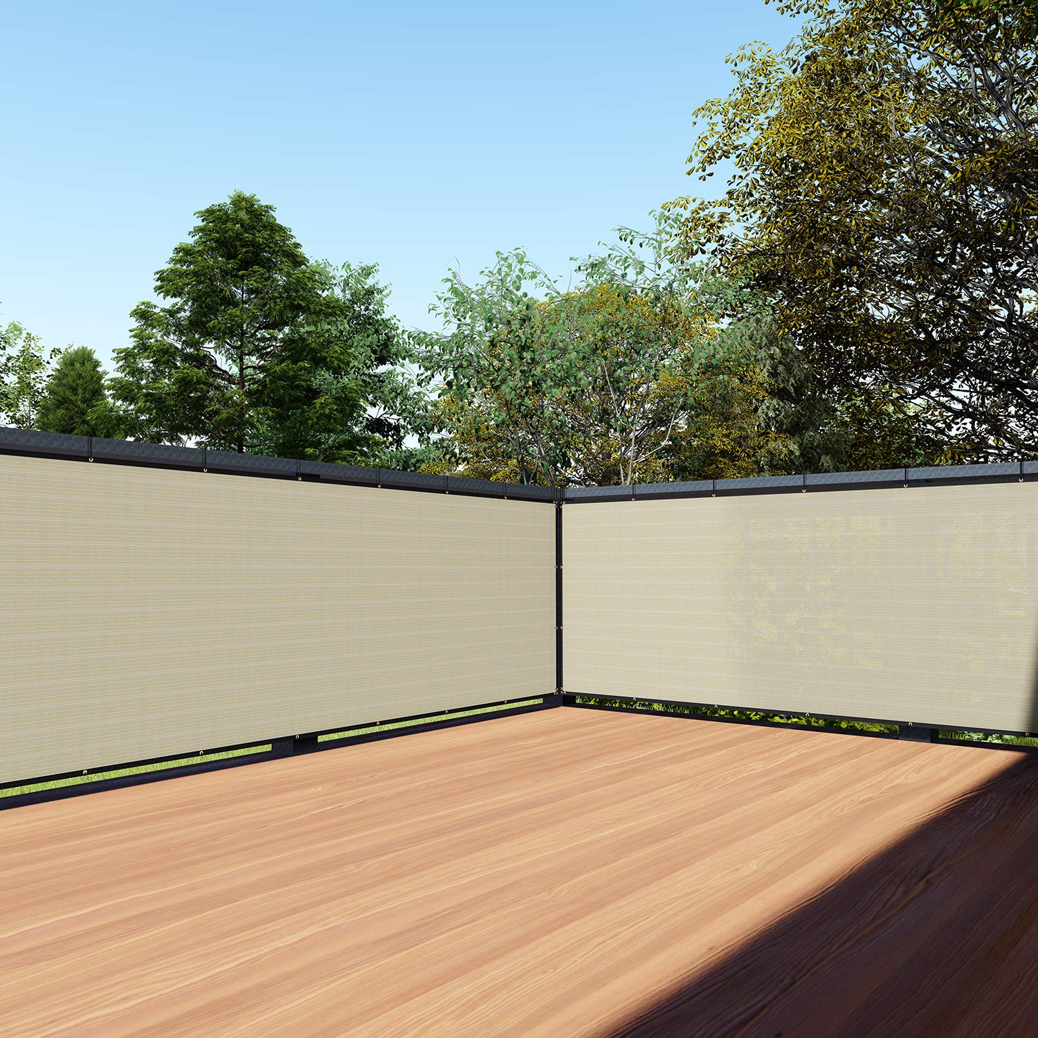 TANG SunShades Depot 3x1 -3x250 Beige Balcony Privacy Screen Fence Windscreen for Porch Deck Outdoor Backyard Patio Balcony to Cover Sun Shade UV-Proof Weather-Resistant