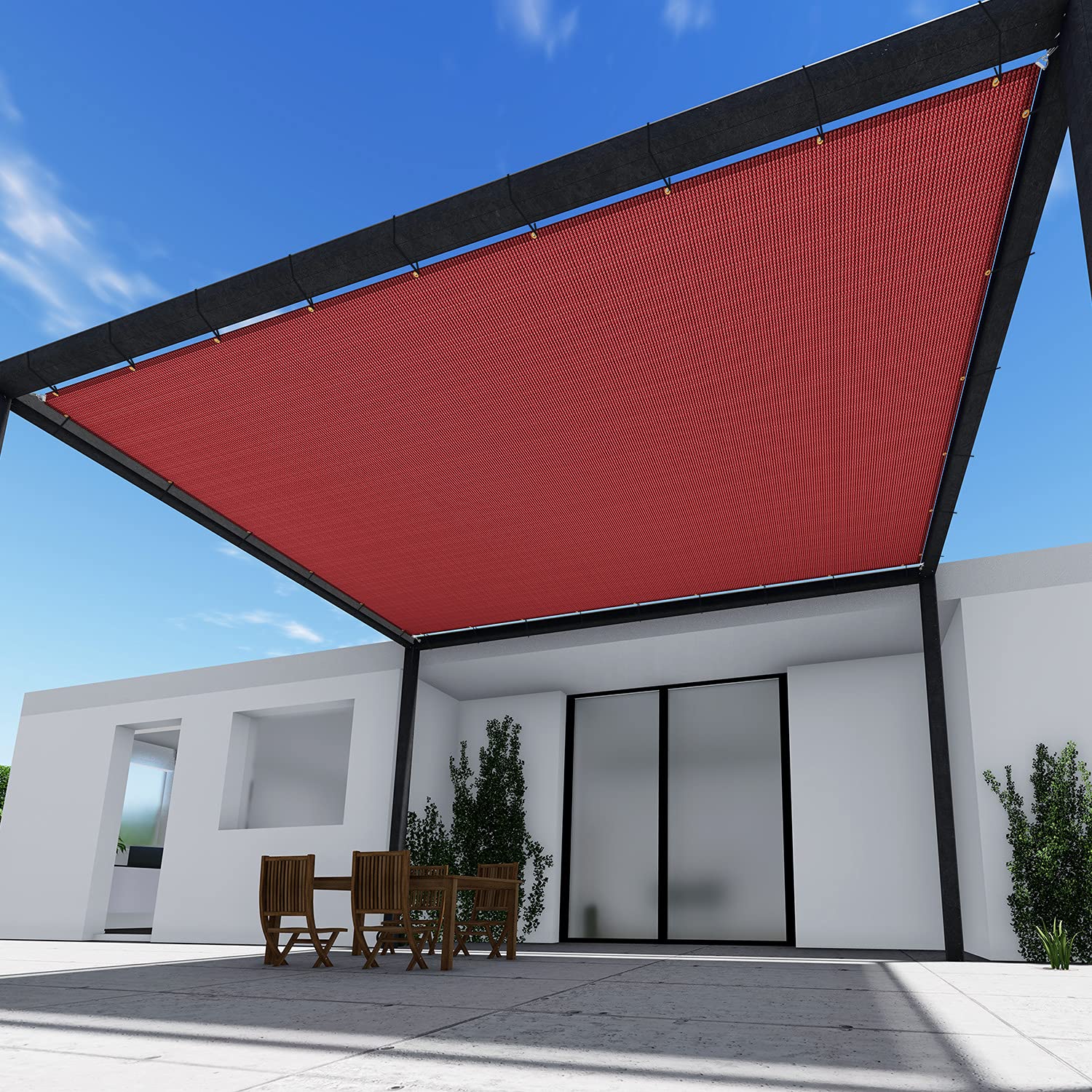 TANG 240GSM Red Sand Orange Heavy Duty Straight Side Sun Shade Sail Patio Rectangle