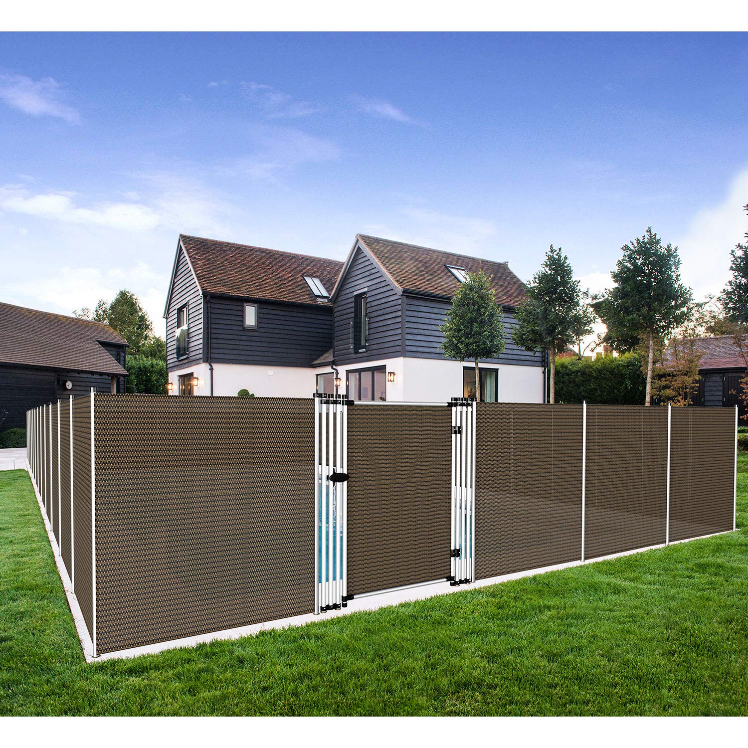 TANG TANG Pool Fence for Inground Pools Removable Safety Fence Privacy Screen Yard Fencing Backyard Garden Fence with Stand Poles Outdoor Dog Chicken Fence