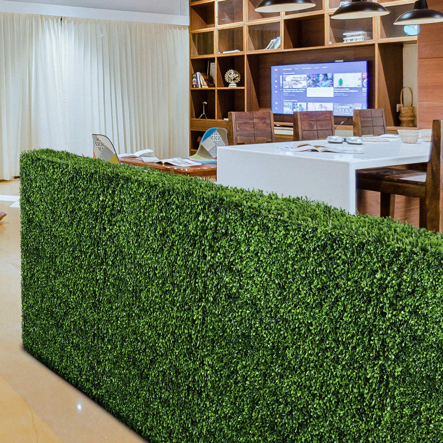 TANG Artificial Boxwood Hedge Wall Faux Fake Greenery Room Divider Backdrop Hedge Privacy Screen Fence for Balcony Garden Backyard Deck 40"x40"