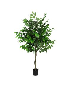 Bynbbur Artificial Ficus Tree 5 Feet Faux Plants Indoor Outdoor with Black Pot Large Fake Tree for Home Office Living Room Kitchen Decor, 5 Feet