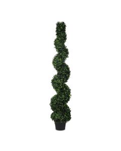 Bynbbur Artificial Tree Boxwood Spiral 1 Pcs- 5 Feet Faux Plants Indoor Outdoor with Black Pot Fake Trees for Home Office Living Room Kitchen Décor