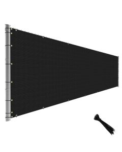 TANG Fence Privacy Screen Black 4 Feet x 12 Feet Outdoor Shade Cloth with Grommets, 150 GSM Temporary Fence Cover with Zipties Mesh Netting Fences Blockage for Backyard Garden Patio Chain Link