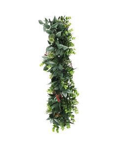 Bynbbur 10Pcs Fake Hanging Plants Artificial Vines, 20" Faux Greenery for Wall Home Room Table Wedding Indoor Outdoor Decoration, Green with Red
