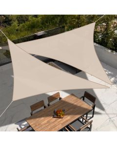 TANG 5'x5'x7' Waterproof Sun Shade Sail Triangle Outdoor Canopy UV Block Shade Cloth with Curved Edge for Patio Backyard Pool Pergola Cover, Beige