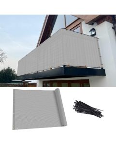 TANG 0 2.5' x 10' Balcony Privacy Screen Fence for Apartment Deck Railing, 200GSM Heavy Duty Block Outdoor Privacy Fencing Cover for Patio Porch Backyard Screens, Gray