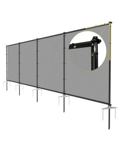 TANG 5'x24' Outdoor Privacy Screen FreeStanding, 220GSM Mesh Fencing with Poles Stakes, Privacy Fence Panels for Outside, Temporary Dog Fences for Garden Patio, Gray