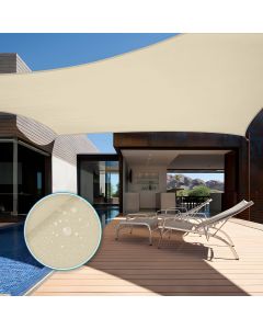 TANG 5'x5' Waterproof Sun Shade Sail Rectangle Outdoor Canopy UV Block Shade Cloth with Curved Edge for Patio Backyard Pool Pergola Cover, Beige