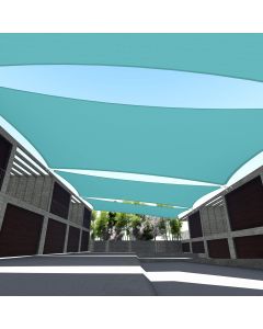 TANG Turquoise Waterproof 260 GSM Custom Sized 10'x10' Ft Curved Edge Sides Sun Shade Sail Terylene Woven Polyester Rustless D-Rings for Patio Awning Garden Pergola or Gazebo