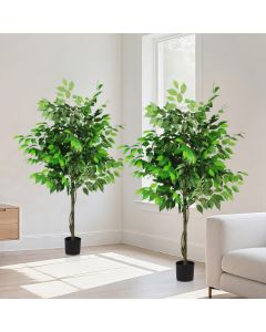 Bynbbur Artificial Ficus Tree 5 FT Faux Plants Indoor Outdoor with Black Pot Large Fake Tree for Home Office Living Room Kitchen Decor, 5 FT