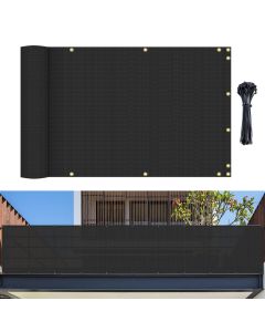 Bynbbur 3' x 15' Balcony Privacy Screen Apartment Deck Railing Fence Lattice Panels for Outside, UV Block Shade Cloth with Grommets, Mesh Fencing Cover for Patio Backyard Porch, Black