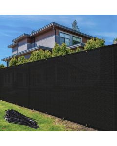 TANG 4' x 300' Privacy Fence Screen Black Shade Cloth with Grommets, Chain Link Fence Panels Outdoor Mesh Fabric Fencing, Balcony Windscreen Cover,Temporary Garden Fencing for Yard Deck Pool