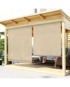 TANG Exterior Roller Shade 4'Wx6'H Outdoor Patio Shades Roll Up Blinds Sunshades for Deck Porch Pergola Balcony Backyard, Beige