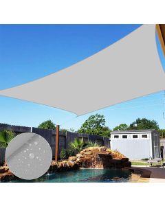TANG 10' x 24' Waterproof Sun Shade Sail Canpoy Rectangle Outdoor Sun Shade Cloth Knitted Curved Edge U*V Block for Patio Garden Pergola Carport Swimming Pool Awning Canopy, Gray