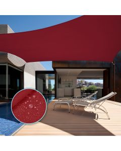 TANG 5'x5' Waterproof Sun Shade Sail Rectangle Outdoor Canopy UV Block Shade Cloth with Curved Edge for Patio Backyard Pool Pergola Cover, Red