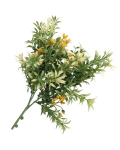 Bynbbur 1Pc Fake Flowers Artificial Floral Plants Stems,10" Faux Flower Bouquets for Wedding Party Fall Decoration Greenery Home Room Indoor Outdoor Décor, Green with Yellow