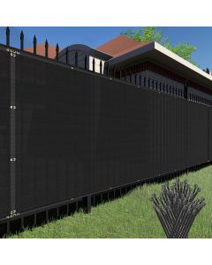 TANG Sunshades Depot Black 8x291' FT Privacy Fence Screen Temporary 150 GSM Heavy Duty Windscreen Fence Netting Fence Cover with Zipties 88% Privacy Blockage Excellent Airflow 3 Years Warranty