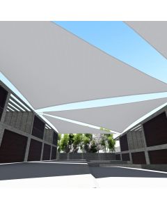 TANG 5'x5'x5' Waterproof Sun Shade Sail Triangle Grey SunShades Cloth Curved Edge for Patio Awning Pergola Cover Outdoor Canopy Heavy Duty Industrial Sunshade