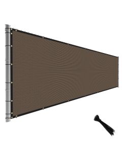 TANG Fence Privacy Screen Brown 4 Feet x 12 Feet Outdoor Shade Cloth with Grommets, 150 GSM Temporary Fence Cover with Zipties Mesh Netting Fences Blockage for Backyard Garden Patio Chain Link