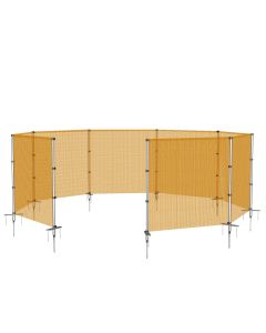 TANG Outdoor Temporary Fencing with Poles Ground Spikes Dog Garden Chicken Animal Mesh Fence for Backyard Patio Yard Fence Barrier Boarder Divider Removable 4'x2' Orange