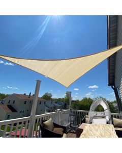 TANG Sunshades Depot A Ring Design Steel Cable Wire Reinforcement 2' x 2' x 3' Right Triangle Sun Shade Sails Beige Heavy Duty Permeable 260GSM U*V Block Patio Garden Deck Dock Outdoor Facility