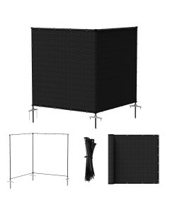 Bynbbur 5'x2' Outdoor Privacy Screen Freestanding with Iron Poles and Stakes, Temporary Dog Fencing, Backyard Divider, Metal Garden Fence for Pool Patio Barrier Border, Black