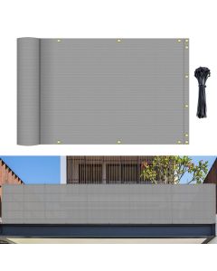 Bynbbur 3' x 15' Balcony Privacy Screen Apartment Deck Railing Fence Lattice Panels for Outside, UV Block Shade Cloth with Grommets, Mesh Fencing Cover for Patio Backyard Porch, Light Grey
