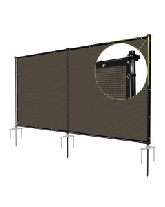 TANG 5'x12' Outdoor Privacy Screen FreeStanding, 220GSM Mesh Fencing with Poles Stakes, Privacy Fence Panels for Outside, Temporary Dog Fences for Garden Patio, Brown