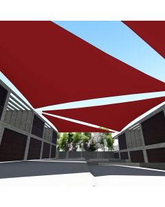 TANG 5'x5'x5' Waterproof Sun Shade Sail Triangle Red SunShades Cloth Curved Edge for Patio Awning Pergola Cover Outdoor Canopy Heavy Duty Industrial Sunshade Actions