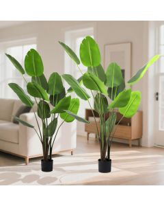 Bynbbur Artificial Bird of paradise 6 Feet Faux Plants Indoor Outdoor with Black Pot Large Fake Tree for Home Office Living Room Kitchen Decor, 6 Feet