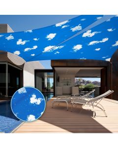 TANG 12'x12'x12' Waterproof Sun Shade Sail Triangle Outdoor Canopy UV Block Shade Cloth with Curved Edge for Patio Backyard Pool Pergola Cover, Blue Sky