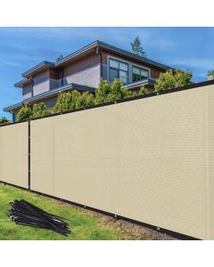 TANG 4' x 300' Privacy Fence Screen Beige Shade Cloth with Grommets, Chain Link Fence Panels Outdoor Mesh Fabric Fencing, Balcony Windscreen Cover,Temporary Garden Fencing for Yard Deck Pool