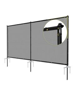 TANG 5'x12' Outdoor Privacy Screen FreeStanding, 220GSM Mesh Fencing with Poles Stakes, Privacy Fence Panels for Outside, Temporary Dog Fences for Garden Patio, Gray