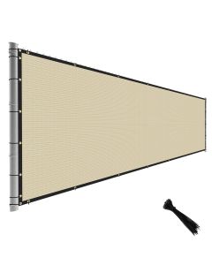 TANG Fence Privacy Screen Beige 4 Feet x 12 Feet Outdoor Shade Cloth with Grommets, 150 GSM Temporary Fence Cover with Zipties Mesh Netting Fences Blockage for Backyard Garden Patio Chain Link
