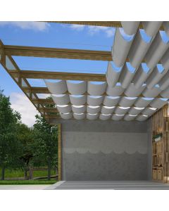 TANG 3' x 12' Pergola Cover Shade Canopy, Retractable Awning Sun Shades Outdoor Patio Pergolas Kit for Deck Backyard Gazebo, Wave Shade Sail with Hardware Wire Cable, Light Grey