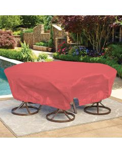 Bynbbur 10 FT Patio Furniture Cover with Wire Rope Hemmed All Edges, Round Pool Covers for Above Ground, UV Resistant Tarp for Deck Seat Couch Patio Table Chair Set Cover, Red