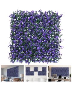 TANG Purple Lavender Fake Grass Wall Panels Backdrop 20"x20" Artificial Boxwood Panels Green Wall Decor Faux Plant Wall Leaves Privacy Fence Screen Greenery Wall Panels for Indoor Outdoor (10pcs)