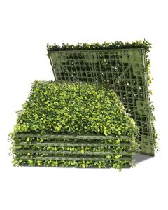 Bynbbur 1PCS 18"x18" Artificial Panel Hard Base Fence Privacy Screen Evergreen Wall for Patio Indoor Outdoor Garden Wedding Décor, Milan Sigle Side