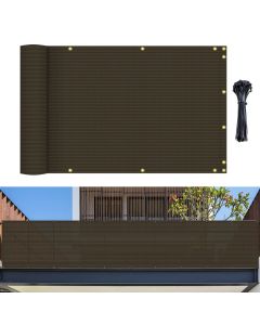 Bynbbur 3' x 15' Balcony Privacy Screen Apartment Deck Railing Fence Lattice Panels for Outside, UV Block Shade Cloth with Grommets, Mesh Fencing Cover for Patio Backyard Porch, Brown