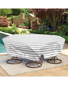 Bynbbur 10 FT Patio Furniture Cover with Wire Rope Hemmed All Edges, Round Pool Covers for Above Ground, UV Resistant Tarp for Deck Seat Couch Patio Table Chair Set Cover, Gray and White