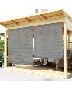 TANG Exterior Roller Shade 4'Wx5'H Outdoor Patio Shades Roll Up Blinds Sunshades for Deck Porch Pergola Balcony Backyard, Light Grey