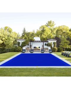 TANG 8'x8' Inground Pool Cover Safety Winter Covers with Wire Rope Hemmed All Edges, Heavy Duty Rectangular Mesh Cover for Swimming Pools Leaf Net Covers (Blue)