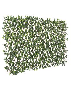 TANG 1PC Artificial Leaf Expandable Privacy Fence Screen, Faux Boxwood Stretchable Lattice Panels for Patio Backyard Balcony Screens Greenery Wall Decoration, Ficus Leaves