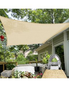 TANG 2' x 2' Sun Shade Sail with Super A Ring, Rectangle Sunshade Canopy Heavy Duty 260 GSM Shade Cloth with Steel Cable Wire Reinforcement for Backyard Pool Patio Pergola Cover,Sand